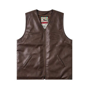 Corteiz Skydive Lederjacke in Braun
