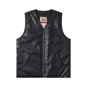 Corteiz Skydive Lederjacke in Schwarz